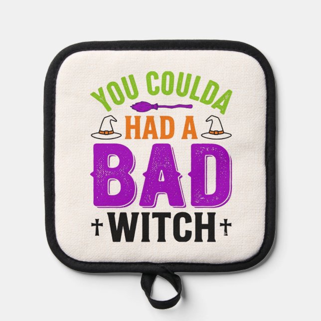 Funny Bad Witch Halloween Quote Vector Design_1 Pot Holder (Front)