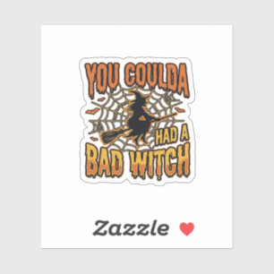 Funny Bad Witch Halloween Vintage Engraving Design