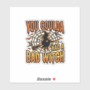 Funny Bad Witch Halloween Vintage Engraving Design
