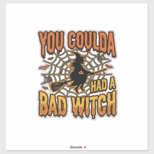 Funny Bad Witch Halloween Vintage Engraving Design