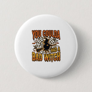 Funny Bad Witch Halloween Vintage Engraving Design 6 Cm Round Badge