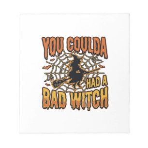 Funny Bad Witch Halloween Vintage Engraving Design Notepad
