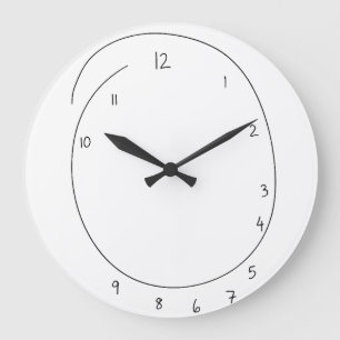 Funny Badly Drawn Wall Clock Minimalist Doodle