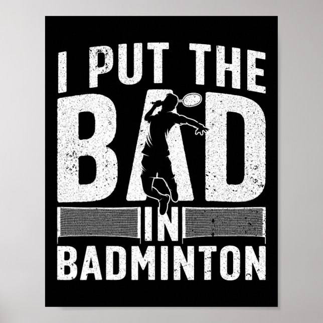 Funny Badminton Art For Men Women Shuttle Sport Pl Poster (Front)
