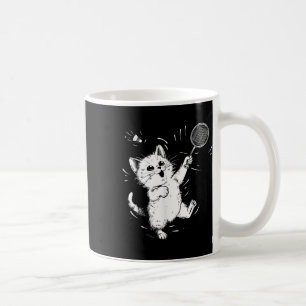 Funny Badminton Cute Cat Badminton Player Shuttle Coffee Mug