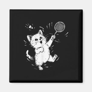 Funny Badminton Cute Cat Badminton Player Shuttle Magnet