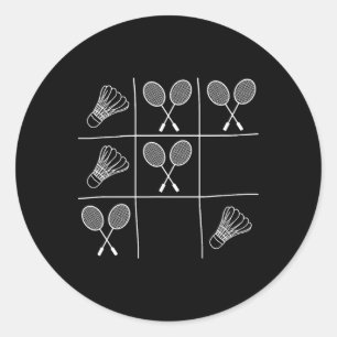Funny Badminton Joke - Noughts And Crosses Tic-tac Classic Round Sticker