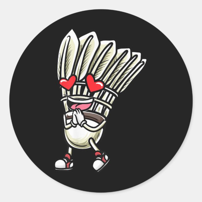 Funny Badminton Shuttle Player Design Men Women  Classic Round Sticker (Front)