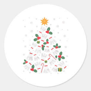 Funny Badminton Xmas Tree Lights Santa Men Women C Classic Round Sticker
