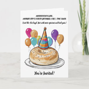 Funny Bagel Birthday with Party Vibes Invitation