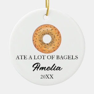 Funny Bagel Gifts Ornament, Custom Bagel Lovers Ceramic Tree Decoration