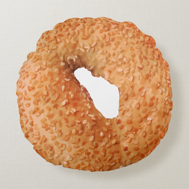 Funny Bagel Novelty Round Cushion (Front)