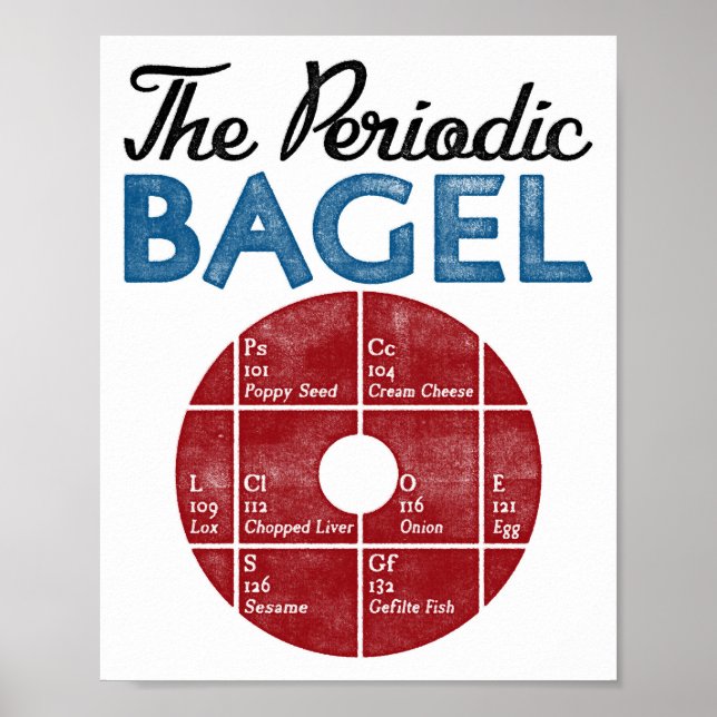 Funny Bagel Poster Periodic Table Bagel Vintage (Front)