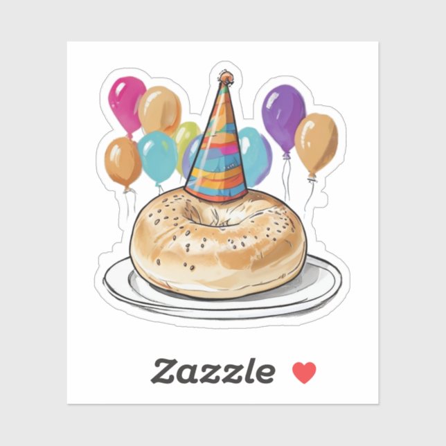 Funny Bagel with Party Hat and Balloons (Sheet)