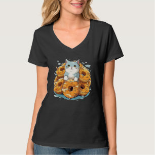 Funny Bagels with cute Cat Face for American Break T-Shirt