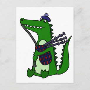 Funny Bagpipe Playing Alligator Postcard
