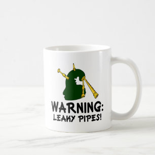 Funny Bagpiper Warning Leaky Pipes Gift Coffee Mug