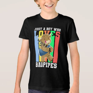Funny Bagpipes Scottish Highland Cow Tri-Blend Shirt