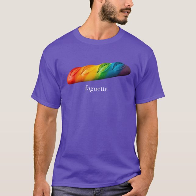 Funny Baguette Rainbow Faguette LGBTQ Pride Month  T-Shirt (Front)