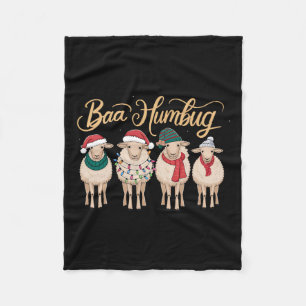 Funny Bah Humbug Christmas Funny Sheep Christmas B Fleece Blanket
