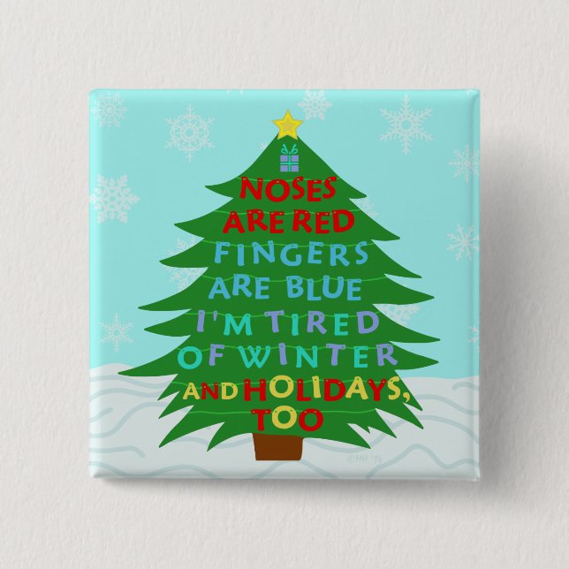 Funny Bah Humbug Christmas Poem 15 Cm Square Badge (Front)