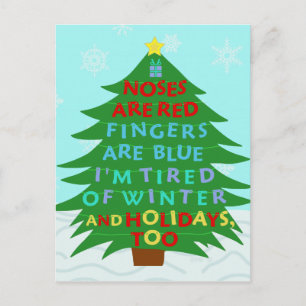 Funny Bah Humbug Christmas Poem Holiday Postcard
