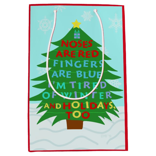 Funny Bah Humbug Christmas Poem Medium Gift Bag (Front)