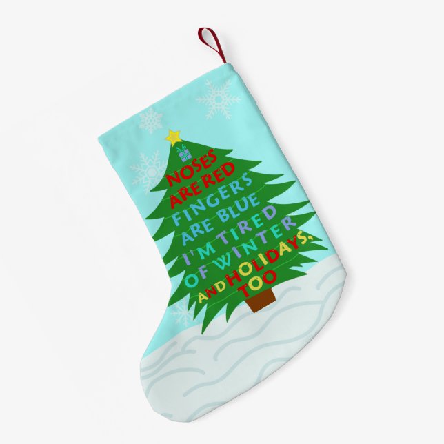 Funny Bah Humbug Christmas Poem Small Christmas Stocking (Back (Hanging))