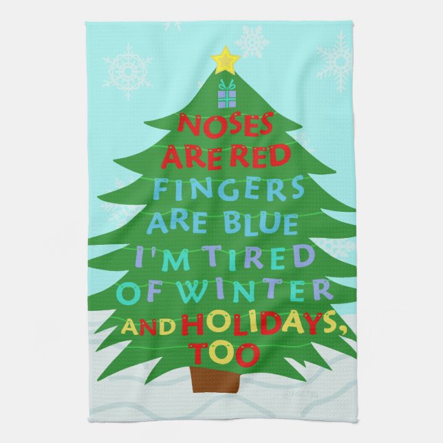 Funny Bah Humbug Christmas Poem Tea Towel (Vertical)