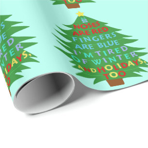 Funny Bah Humbug Christmas Poem Wrapping Paper
