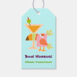Funny Bah Humbug Toucan Bird Martini Christmas Gift Tags