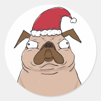 Funny Bah Humpug Santa Pug Christmas Stickers