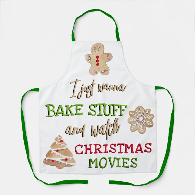 Funny Bake and Watch Christmas Movies Apron (Front)