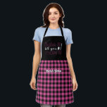 Funny Bake It Till You Make It Black Pink Plaid Apron<br><div class="desc">Funny and cool apron to make cooking more fun. Personalised gift for family and friends who love cooking,  baking and trying new recipe in the kitchen. Customise the wording to fit your occasion. You can use the Design Tool to further change the font type,  font colour and font size.</div>