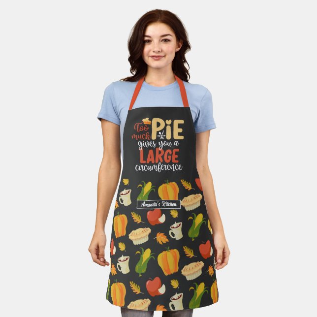 Funny Baker Math Pie Pun Thanksgiving Food Pattern Apron (Worn)