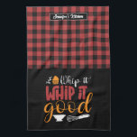 Funny Baker Pun Whip It Good Red Plaid Pattern Tea Towel<br><div class="desc">Funny and cool kitchen towel to make cooking more fun. Personalised gift for family and friends who love cooking, baking and trying new recipe in the kitchen. Customise the wording to fit your occasion. You can use the Design Tool to further change the font type, font colour and font size....</div>