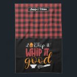 Funny Baker Pun Whip It Good Red Plaid Pattern Tea Towel<br><div class="desc">Funny and cool kitchen towel to make cooking more fun. Personalised gift for family and friends who love cooking, baking and trying new recipe in the kitchen. Customise the wording to fit your occasion. You can use the Design Tool to further change the font type, font colour and font size....</div>