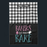 Funny Baking Bakers Gonna Bake Black White Plaid Tea Towel<br><div class="desc">Funny and cool kitchen towel to make cooking more fun. Personalised gift for family and friends who love cooking, baking and trying new recipe in the kitchen. Customise the wording to fit your occasion. You can use the Design Tool to further change the font type, font colour and font size....</div>