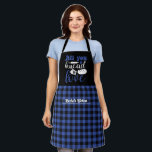 Funny Baking Bread Black Blue Plaid Pattern Apron<br><div class="desc">Funny and cool apron to make cooking more fun. Personalised gift for family and friends who love cooking,  baking and trying new recipe in the kitchen. Customise the wording to fit your occasion. You can use the Design Tool to further change the font type,  font colour and font size.</div>