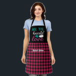 Funny Baking Bread Black Pink Plaid Pattern Apron<br><div class="desc">Funny and cool apron to make cooking more fun. Personalised gift for family and friends who love cooking,  baking and trying new recipe in the kitchen. Customise the wording to fit your occasion. You can use the Design Tool to further change the font type,  font colour and font size.</div>