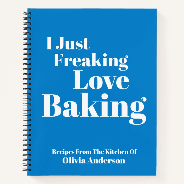 Funny Baking Gift Personalised Name Blue Recipe Notebook (Front)