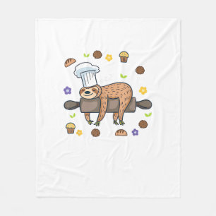 Funny Baking Gifts - Sloth Baker Cupcake Lover - B Fleece Blanket