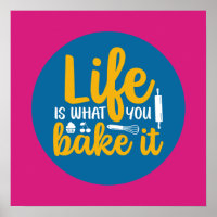 Funny Baking Kitchen Typography Retro Baker Art