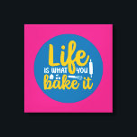Funny Baking Kitchen Typography Retro Wall Art<br><div class="desc">Colourful typography art with retro and vibrant colours. Funny puns and quotes about food,  cooking,  baking and dining. Perfect decoration for your kitchen,  diner,  café,  bakery shop or restaurant. Background colour (the circle and the square) is customisable via the Design Tool.</div>