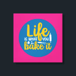 Funny Baking Kitchen Typography Retro Wall Art<br><div class="desc">Colourful typography art with retro and vibrant colours. Funny puns and quotes about food,  cooking,  baking and dining. Perfect decoration for your kitchen,  diner,  café,  bakery shop or restaurant. Background colour (the circle and the square) is customisable via the Design Tool.</div>