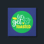 Funny Baking Let's Get Toasted Retro Bakery Art Canvas Print<br><div class="desc">Colourful typography art with retro and vibrant colours. Funny puns and quotes about food,  cooking,  baking and dining. Perfect decoration for your kitchen,  diner,  café,  bakery shop or restaurant. Background colour (the circle and the square) is customisable via the Design Tool.</div>