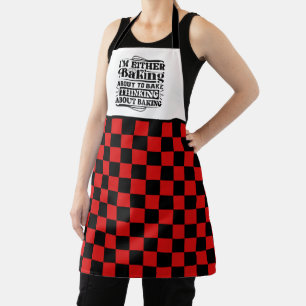 Funny baking lovers checked apron