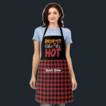 Funny Baking Pun Drop It Black Red Plaid Pattern Apron<br><div class="desc">Funny and cool apron to make cooking more fun. Personalised gift for family and friends who love cooking,  baking and trying new recipe in the kitchen. Customise the wording to fit your occasion. You can use the Design Tool to further change the font type,  font colour and font size.</div>