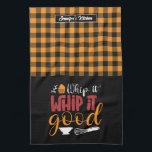Funny Baking Pun Whip It Good Yellow Plaid Pattern Tea Towel<br><div class="desc">Funny and cool kitchen towel to make cooking more fun. Personalised gift for family and friends who love cooking, baking and trying new recipe in the kitchen. Customise the wording to fit your occasion. You can use the Design Tool to further change the font type, font colour and font size....</div>