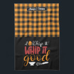 Funny Baking Pun Whip It Good Yellow Plaid Pattern Tea Towel<br><div class="desc">Funny and cool kitchen towel to make cooking more fun. Personalised gift for family and friends who love cooking, baking and trying new recipe in the kitchen. Customise the wording to fit your occasion. You can use the Design Tool to further change the font type, font colour and font size....</div>